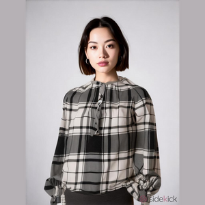 White House black market black and white checkered top size 6P